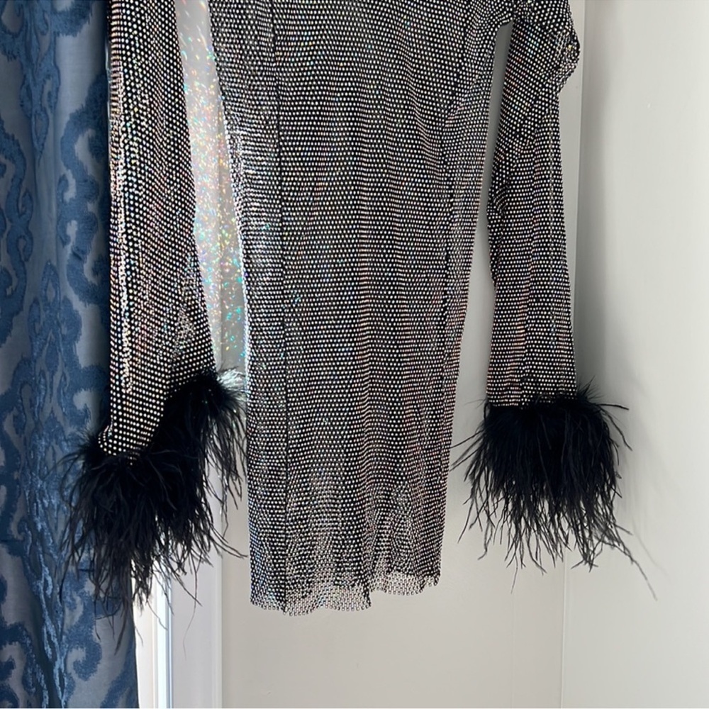 Santas brands Feathers Mini Dress in Sheer Mesh Sz M/L - Picture 5 of 15
